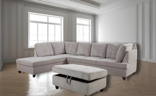 Canapé avec ottoman beige confortable