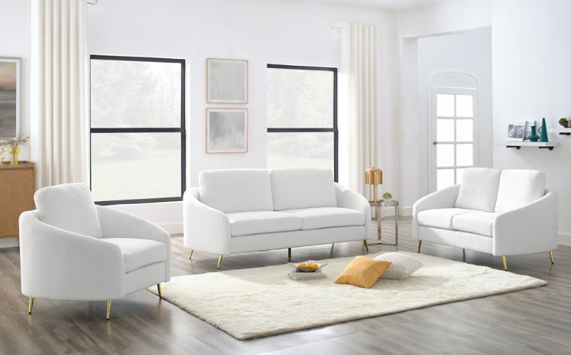 3pc blanc cassé tissu bouclé