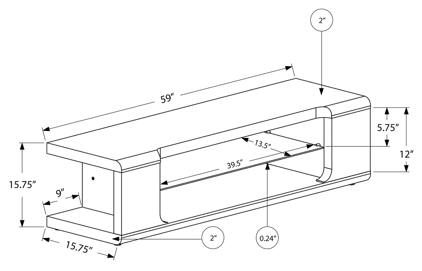 Support tv blanc lustré-60"