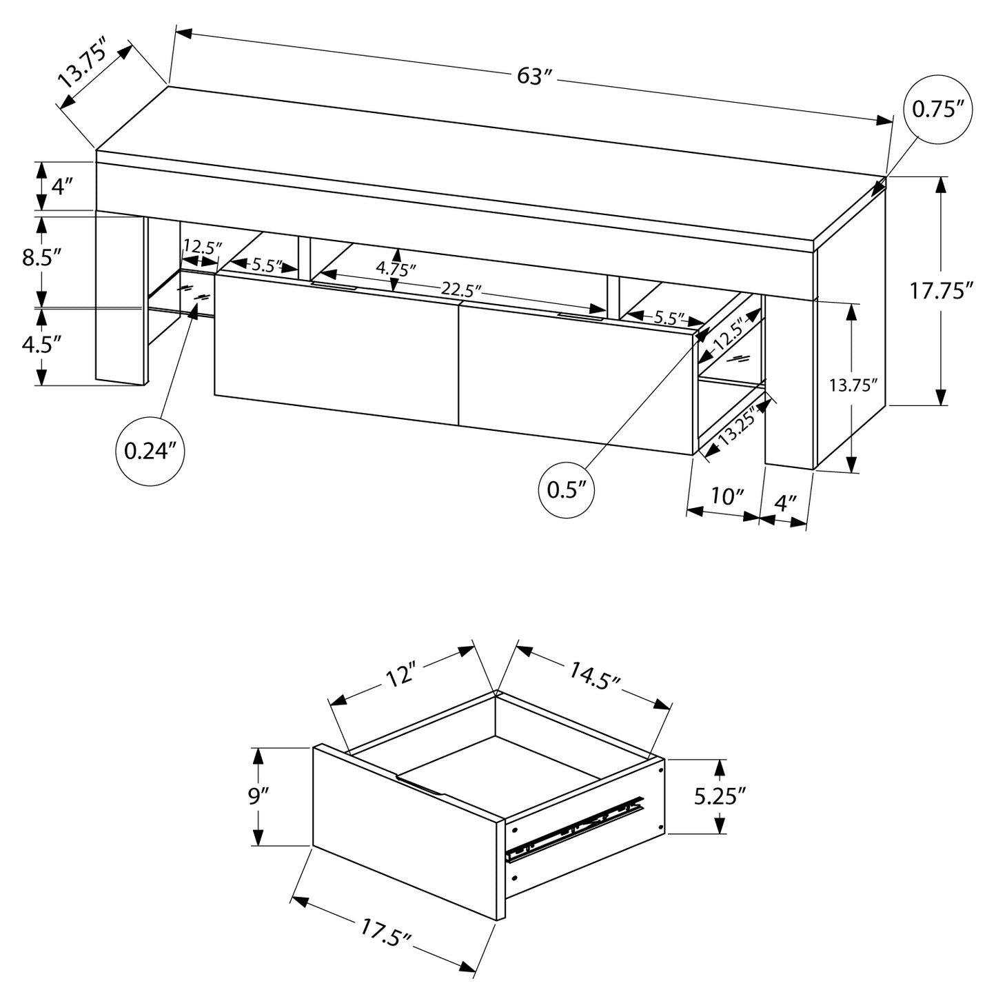Support tv modernes-63"