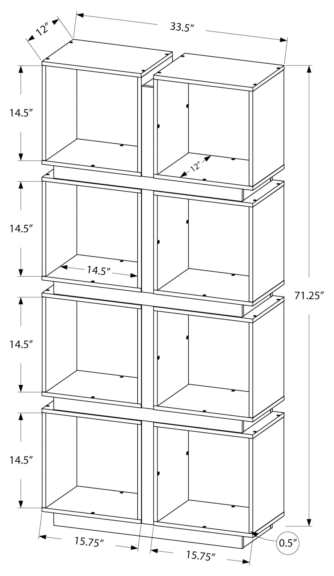 ETAGERE - 71"H / BLANCHE /GRISE