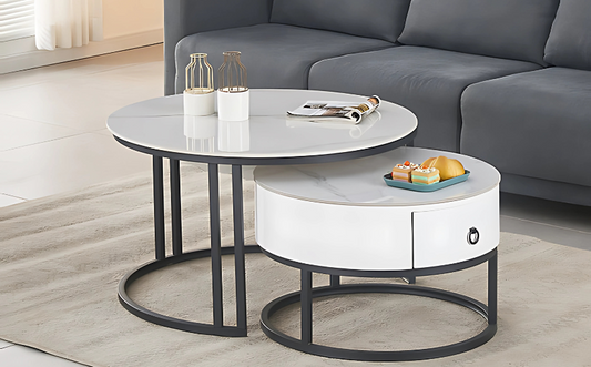 Tables de salon finition marbre