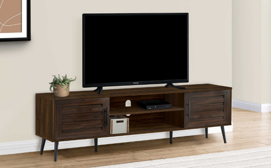 MEUBLE TV - 72"L / BRUN SIMILI-BOIS AVEC 2 PORTES