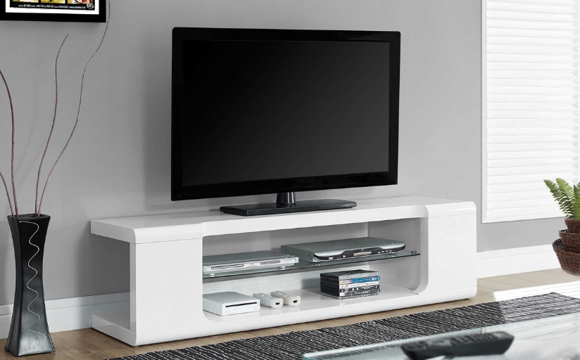 Support tv blanc lustré-60"