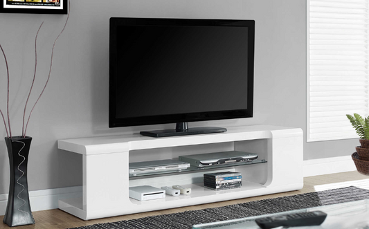 Support tv blanc lustré-60"