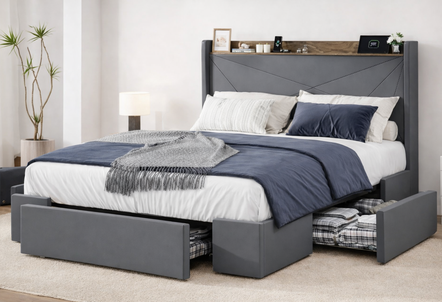 - Aurore Lit Queen– Rangement & Prises Intégrées