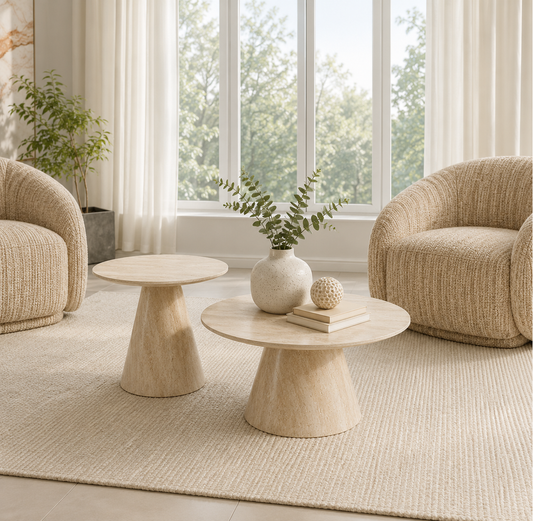 - Aspen ENSEMBLES DE 2 TABLES BASSES – TRAVERTIN