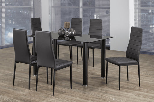 Table - OXY en verre noir avec 6 chaises