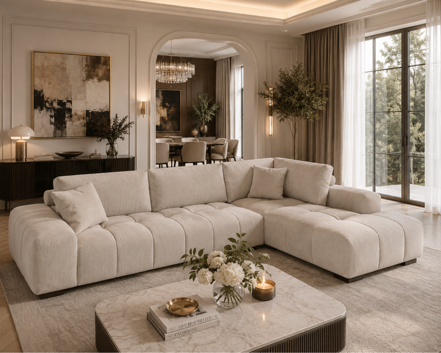 - Eden Sectionnel style européen “Bubble” au design moderne