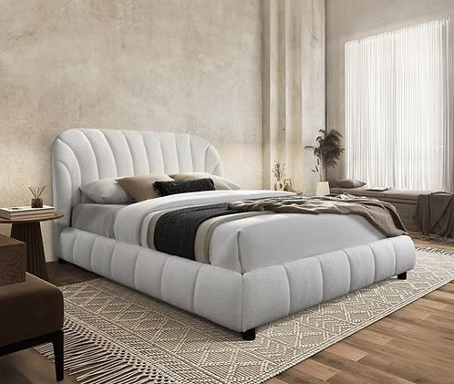 - Suzie lit plateforme design en tissu bouclé