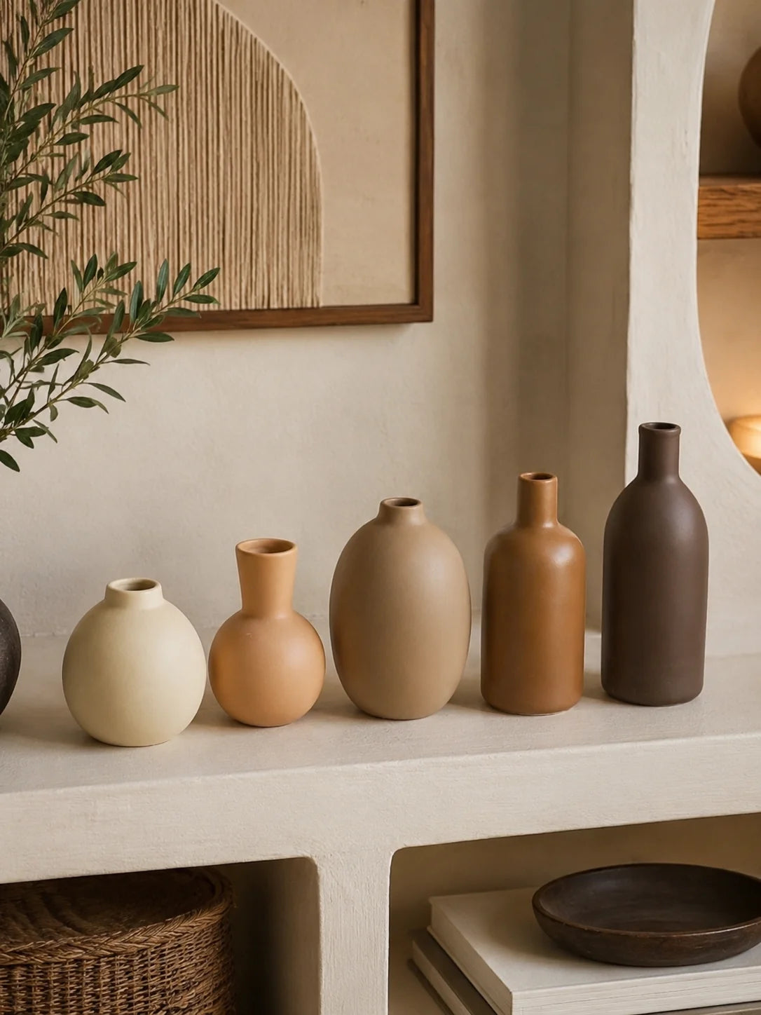 ENSEMBLE DE 5 VASES EN CÉRAMIQUE MULTICOLORE